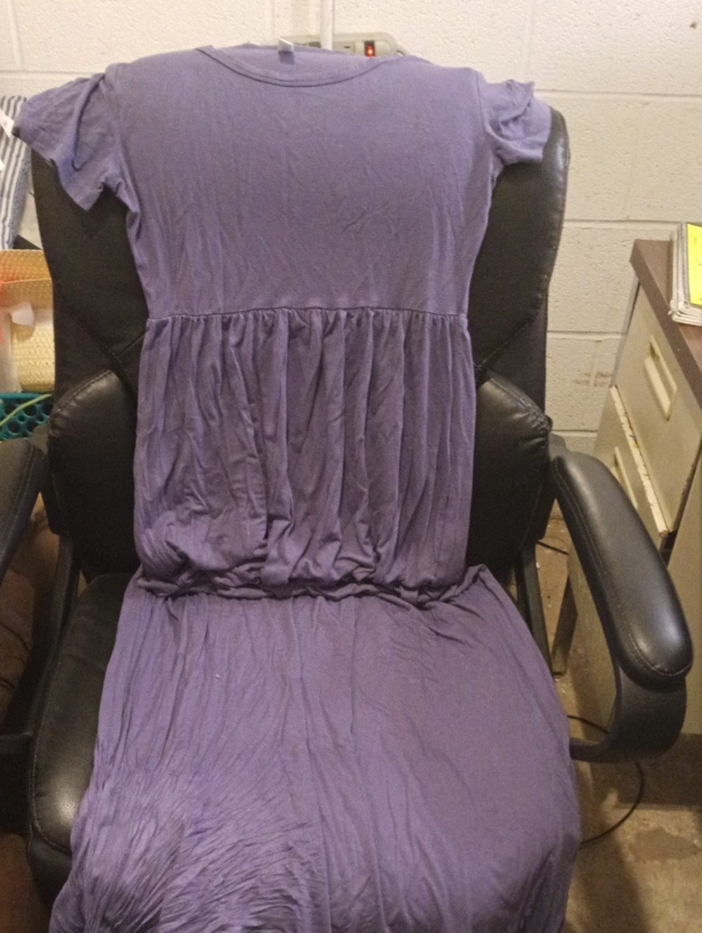 Purple Short-Sleeve Gathered Waist Maxi Dress - Women